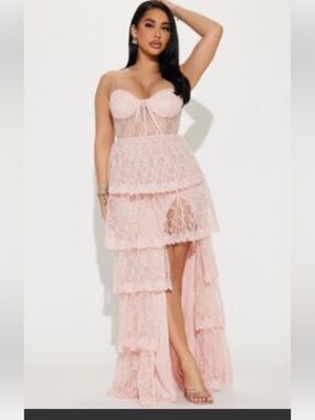 Maniju Dress Pink Lace Gown Dress Size Large